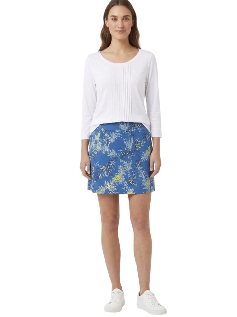 Talbots Floral Fitness Skirt Skort & White ¾ Sleeve Pleated Top 2-Piece Set NWT - Picture 8 of 14